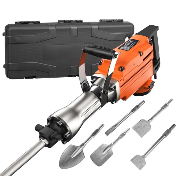 2200W Heavy Duty Electric Jack Hammer, 1350 BPM Concrete Breaker Demolition Tool with 2 Chisel Bits and Carrying Case