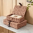 thumbnail image 3 of Racifhz Small Water Hyacinth Woven Storage Basket with Lid, Decorative Wicker Organizer Box for Coffee Table Shelf, Rustic Home Decor, Easter Decorations, Valentines Day Gifts, B, 3 of 6