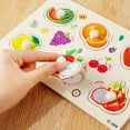 thumbnail image 7 of Armscye 6 Pack Wooden Peg Puzzles for Toddlers, 9 x 6 inch Preschool Educational Learning Puzzle Toys for Kids Age 2, 3, 4 - Vegetables, Fruits, Shapes, Insects, Occupations, Space(Vegetables, etc.), 7 of 7
