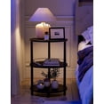 thumbnail image 7 of Small Nesting Coffee Table - 3-Tier Oval Accent Table for Small Spaces, Rustic Wood and Metal Couch End Table, Nightstand for Bedroom or End Table Living Room, Easy to Assemble, Charcoal Wenge, 7 of 7