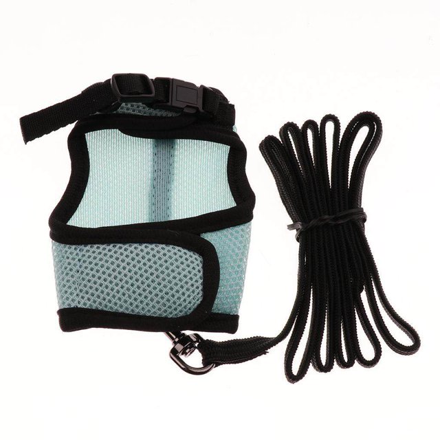 kurtrusly Hamster Rabbit Guinea Pig Rat Ferret Breathable Mesh Harness Leash Blue L