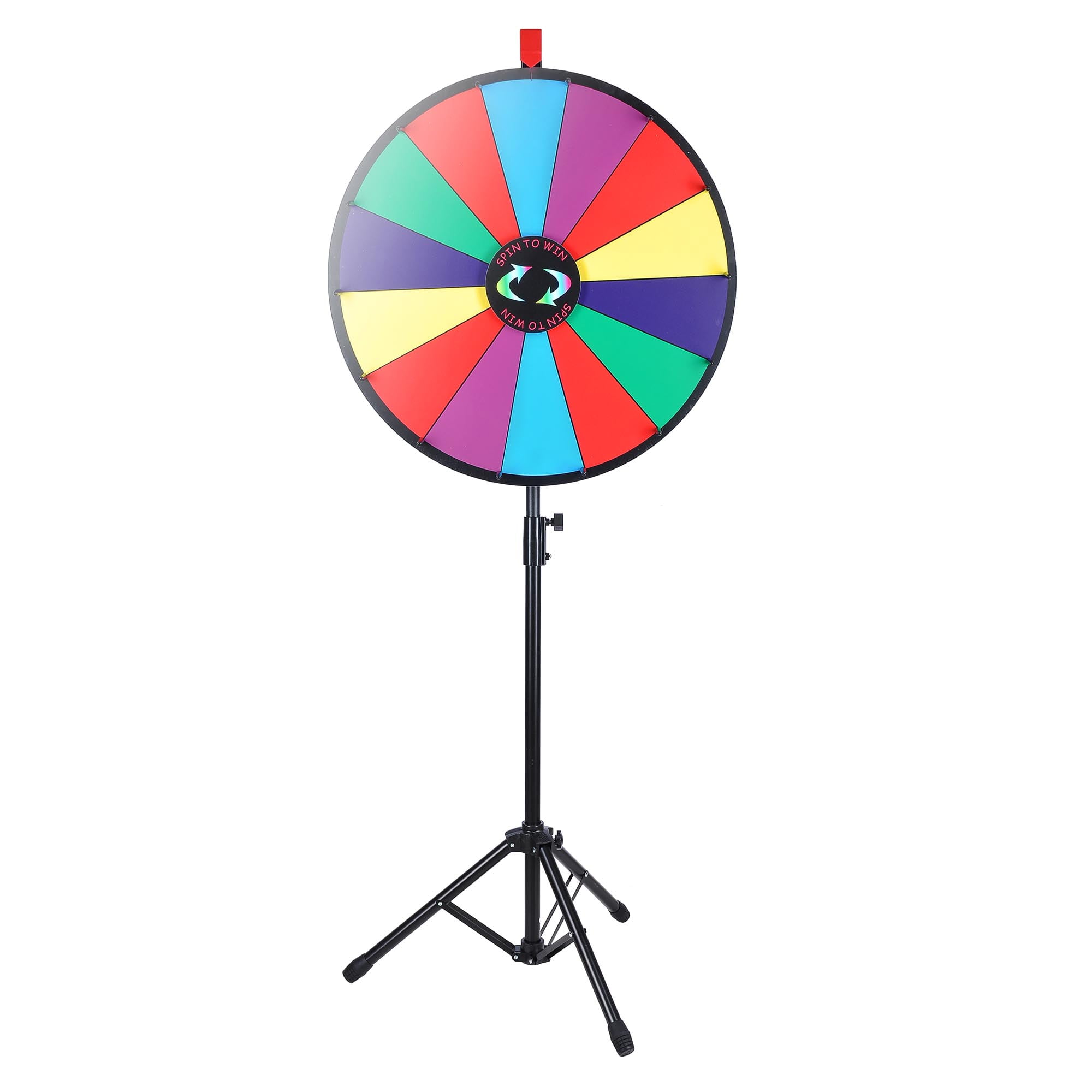 WUPYI 24 Inch Color Spinning Prize Wheel with Folding Tripod Floor Stand for Carnival Fortune Spinning Game,12 Slots 