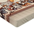 thumbnail image 2 of Ambesonne Cat Fitted Sheet, Kawaii Kitty Guitarists Band, King Size, Grey Orange and Pale Tan, 2 of 3