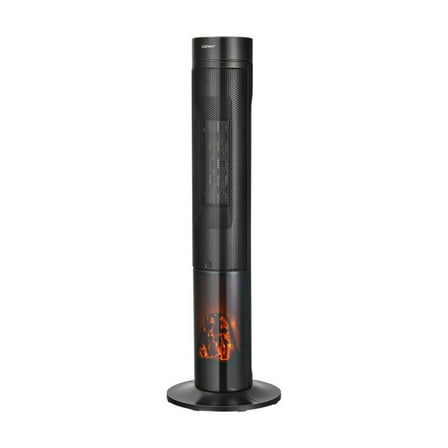 Topcobe 1500W Ceramic Tower Space Heater with Remote Control and Realistic 3D Flame, Safety Protection