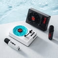thumbnail image 5 of Haut-parleur Rétro avec Microphone, Lecteur de Disques Vintage avec Lumières Ambiantes Réglables, Tourne-Disque 4 Modes, Lecture Sans Fil, Haut-Parleurs Audio, Petites Boîtes, 5 of 5