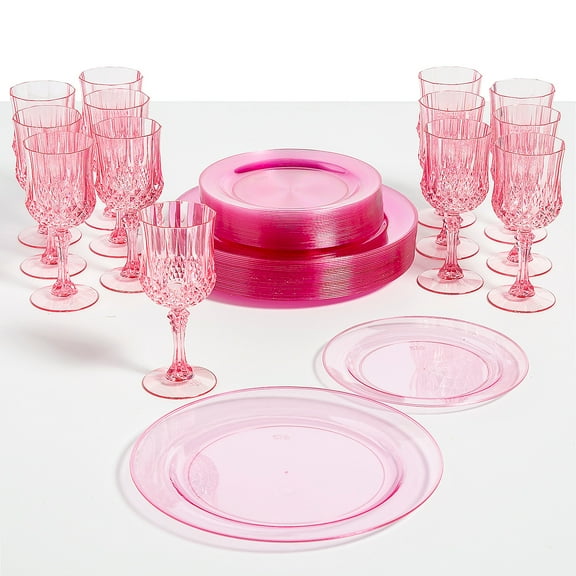 Fun Express 74 Pc. Blush Party Disposable Plastic Tableware Kit for 24 Guests