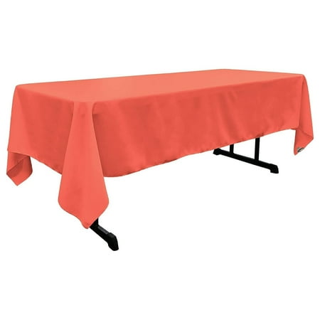 

Wension Polyester Poplin Washable Rectangular Tablecloth Stain and Wrinkle Resistant Table Cover 60x108 Fabric Table Cloth for Dinning Kitchen Party Holiday 60 by 108-Inch Coral