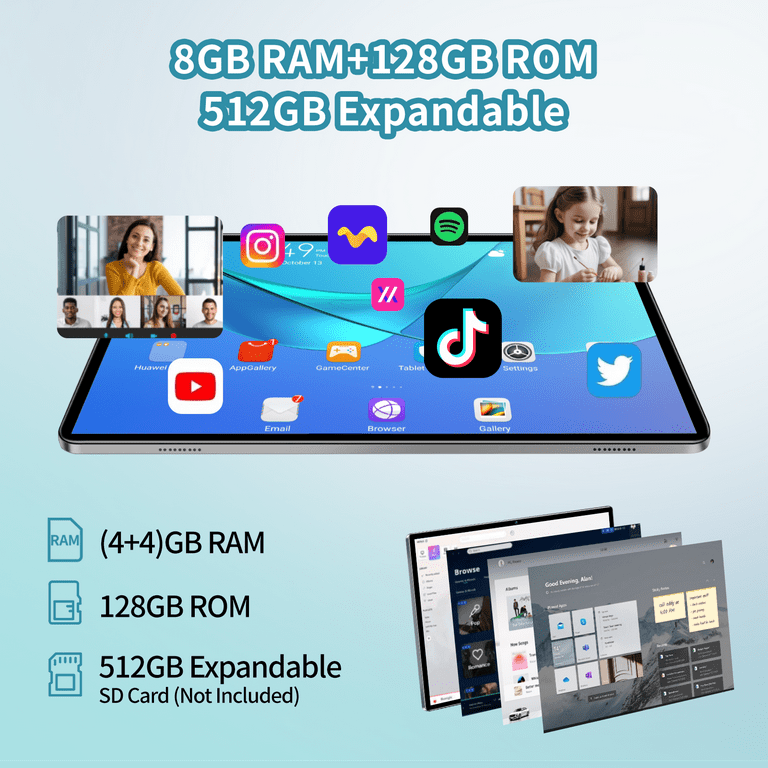 10.1 inch Tablets 8GB RAM 128GB ROM 512GB Expand Android 11