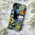 thumbnail image 5 of Starry Night Cat Phone Case, Vincent van Gogh Inspired Art, Black Cat and Sunflower iPhone Cover, Unique Artistic Protective Case for iPhone 17 16 15 14 13 12 11 Plus Pro Max Mini, 5 of 6