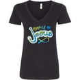 thumbnail image 3 of Inktastic Hooked on Jesus Christian Women's V-Neck T-Shirt, 3 of 5
