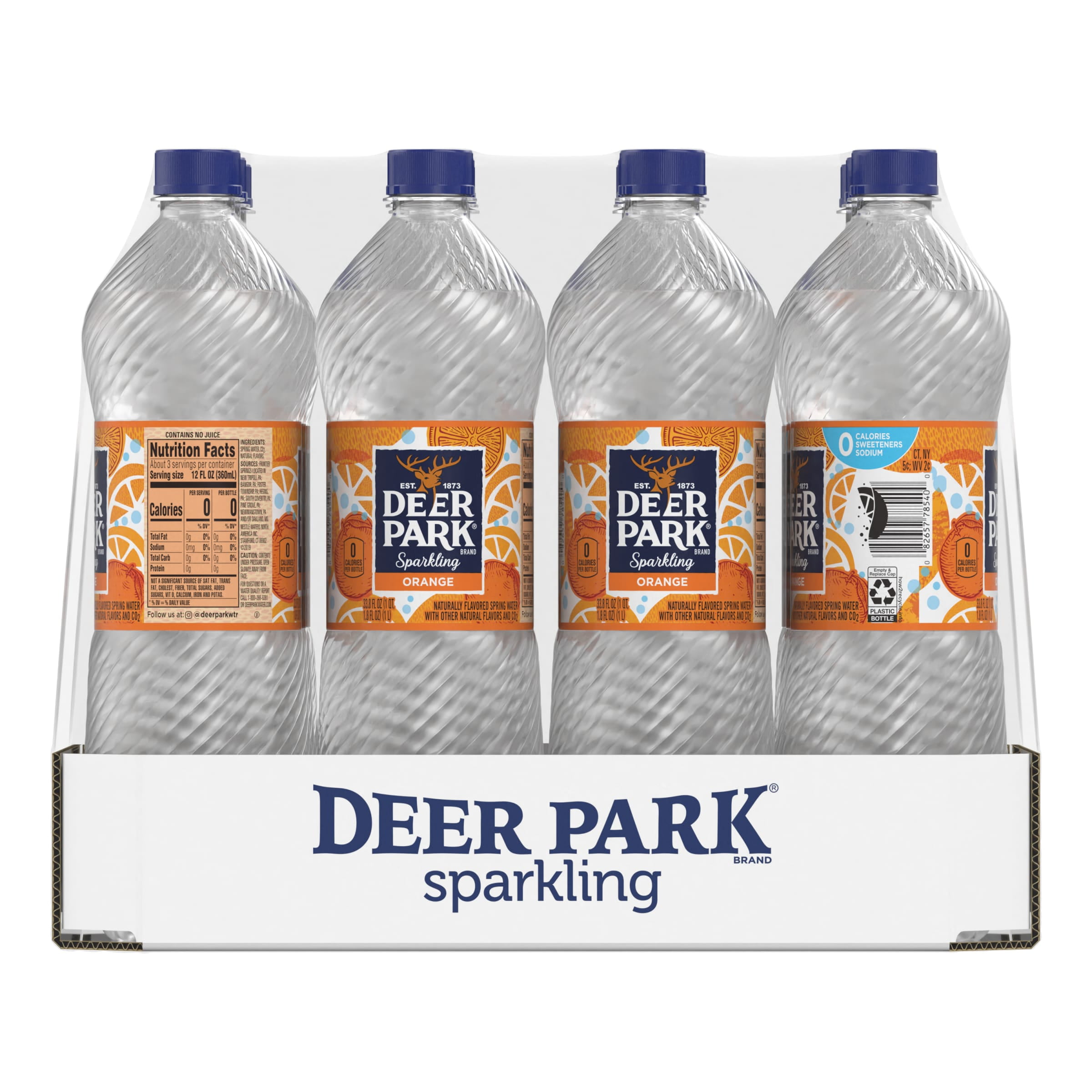 Deer Park Sparkling Water, Orange, 33.8 oz. Bottles (Pack of 12
