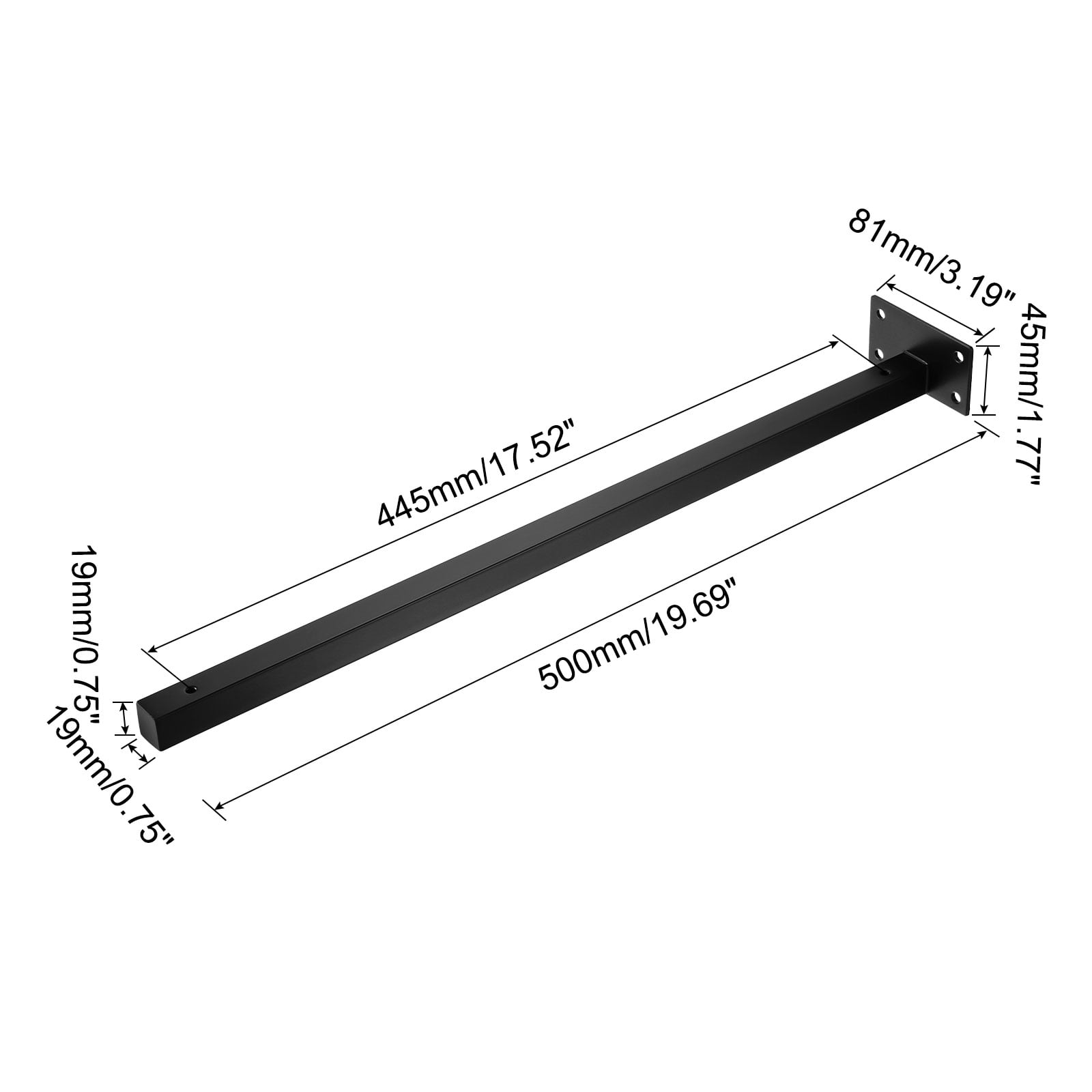 Floating Shelf Bracket,4 Pack 20 Inch Iron Hidden Wall Mounted Shelf Supports (Black)