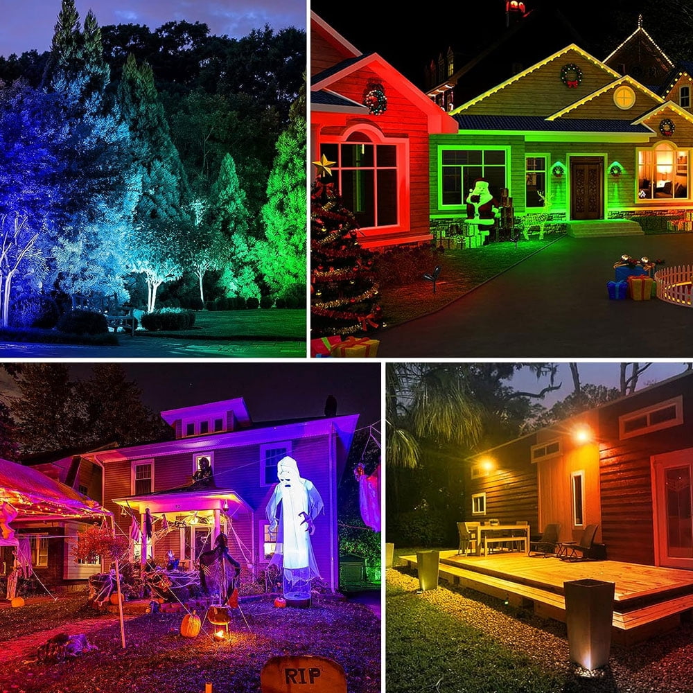 HAOAN Solar Spot Lights Outdoor, 18 LEDs Beads, Auto On/Off, IP67 Waterproof Solar Yard Spotlight Landscape Lighting Garden Wall Lights(Multi-colored)