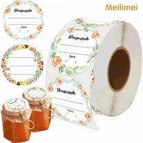 2-inch watercolor flower canning sticker - 500 sheets - Can write date content. Self-made canning bottle cap label with lines. Suitable for handmade Mason jars, containers, bottles. Kitchen organizat