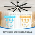 thumbnail image 5 of Dextrus 80 inch Large Industrial Ceiling Fan with Light and Remote, Indoor Ceiling Fan with 8 Blades,6 Speed for Porch Garage Shop, Black, 5 of 9
