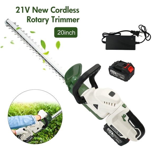 20 Inch Cordless Electric Hedge Trimmer，21V Electric Bush Trimmer，Battery and Charger Included