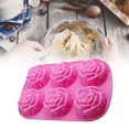 thumbnail image 3 of Opvise 3D Reusable 6-Cavity Rose Flower Shape Silicone Cake Mold, Non-Stick, for Kitchen, 3 of 7