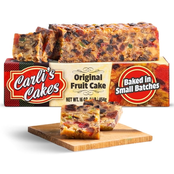Carli's Cakes Fruitcake  Made From The Finest Fruits and Nuts Individually Wrapped For Freshness 1lb