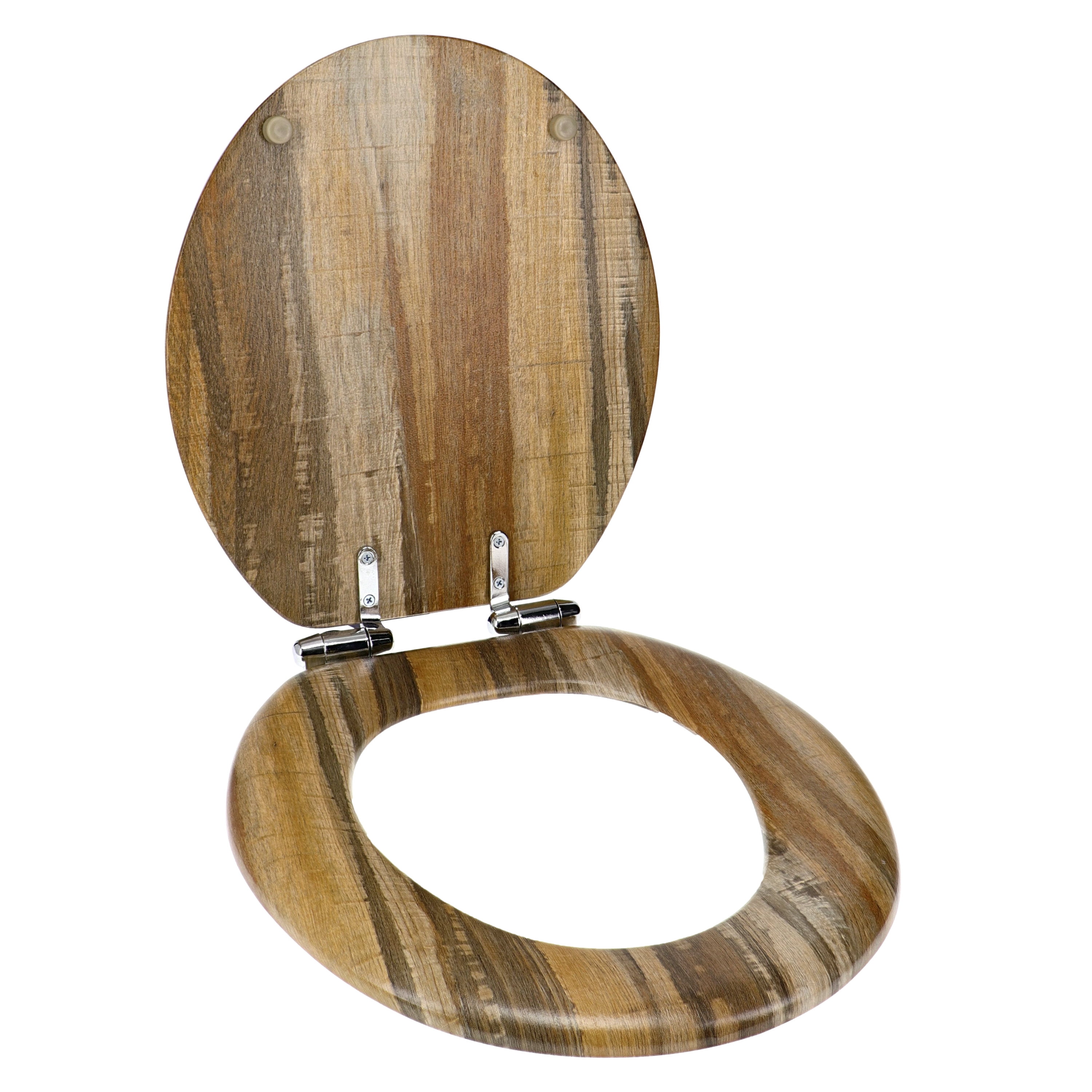 Home Solutions Round Distressed Wood Decorative Toilet Seat