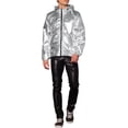thumbnail image 2 of Lars Amadeus Metallic Windbreaker for Men's Drawstring Hooded Zipper Party Club Jacket, 2 of 5