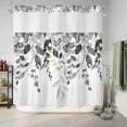 thumbnail image 6 of No Hook Shower Curtain, Grey Eucalyptus Shower Curtains for Bathroom with See Through Top Window, Watercolor Spring Weeping Botanical Waterproof & Washable Bath Curtain Long 72"x78", 6 of 9