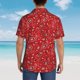 thumbnail image 4 of Balery Red Paisley Floral Camisas hawaianas de manga corta para hombre, camisas playeras de corte holgado, camisas de vacaciones con botones,X-Large, 4 of 7