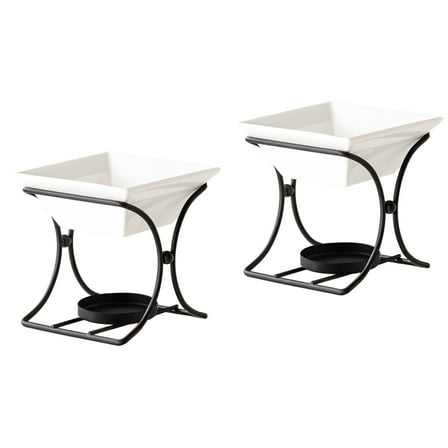 Hemoton 2 Sets  of Tealight Candle Wax Warmer Fragrance Wax Warmer Essential Oil Burner With Candle Holder