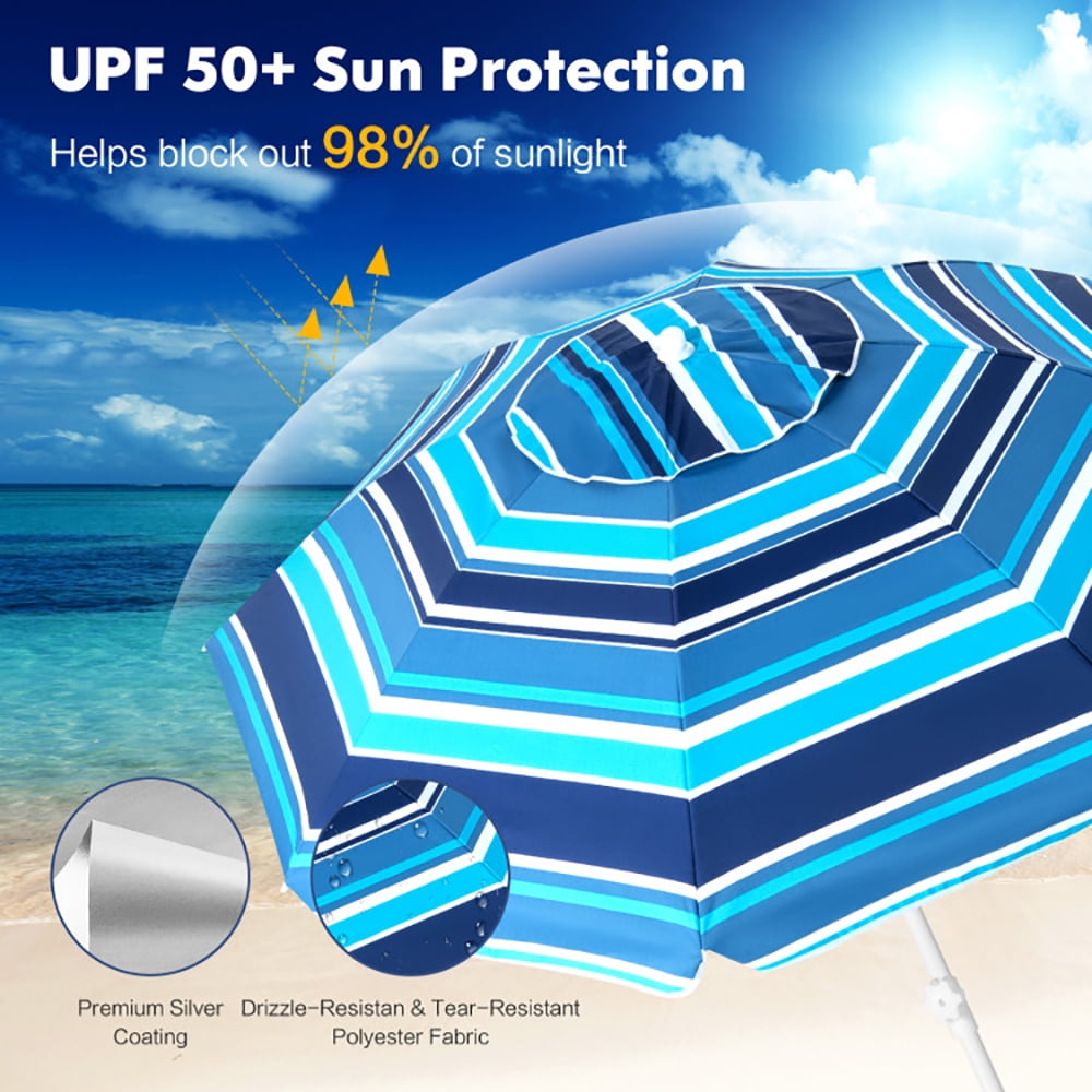 Aimee Lii 6.5 Feet Patio Beach Umbrella with Waterproof Polyester Fabric, Sunbrella Umbrella Outdoor Patio, Blue Aimee Lii 6.5 Feet Patio Beach Umbrella with Waterproof Polyester Fabric, Sunbrella Umbrella Outdoor Patio, Blue