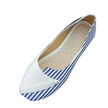 

Casual Shoes for Women Fashion Spring And Summer Comfortable Casual Flat Pump Women S Shoes With Color Matching Stripes Women Casual Shoes Pu White 42