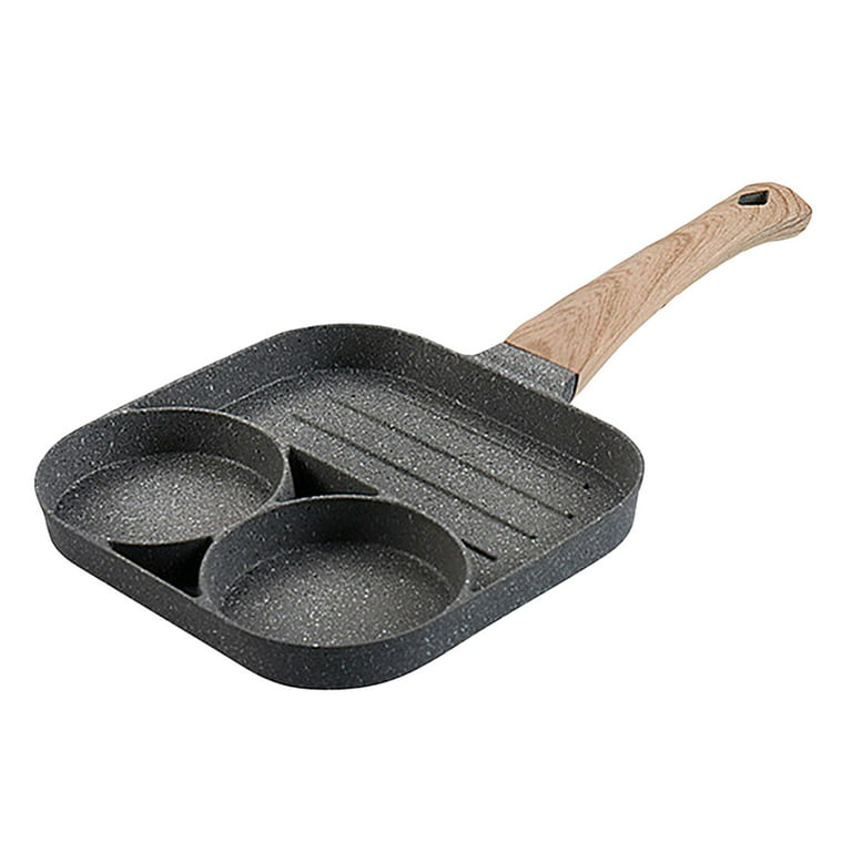 Mini Frying Pan Nonstick Skillet Wooden Handle Stainless Steel