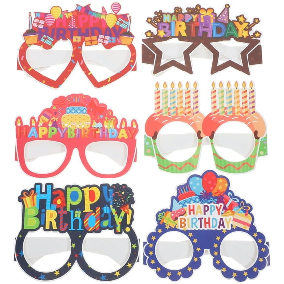 24pcs Birthday Party Glasses Props Happy Birthday Paper Glasses Party Favors