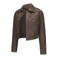 thumbnail image 2 of UTSJKR Womens Faux Leather Jacket 2024 Fashion Quilted Button Up Coat Motorcycle Short Biker Jackets Classic Y2k Cropped Coats Khaki XL, 2 of 4