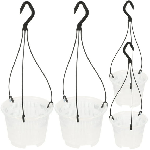 Pretyzoom 6 Sets of Hanging Breathable Planter Pots Black Plastic for Office Decoration