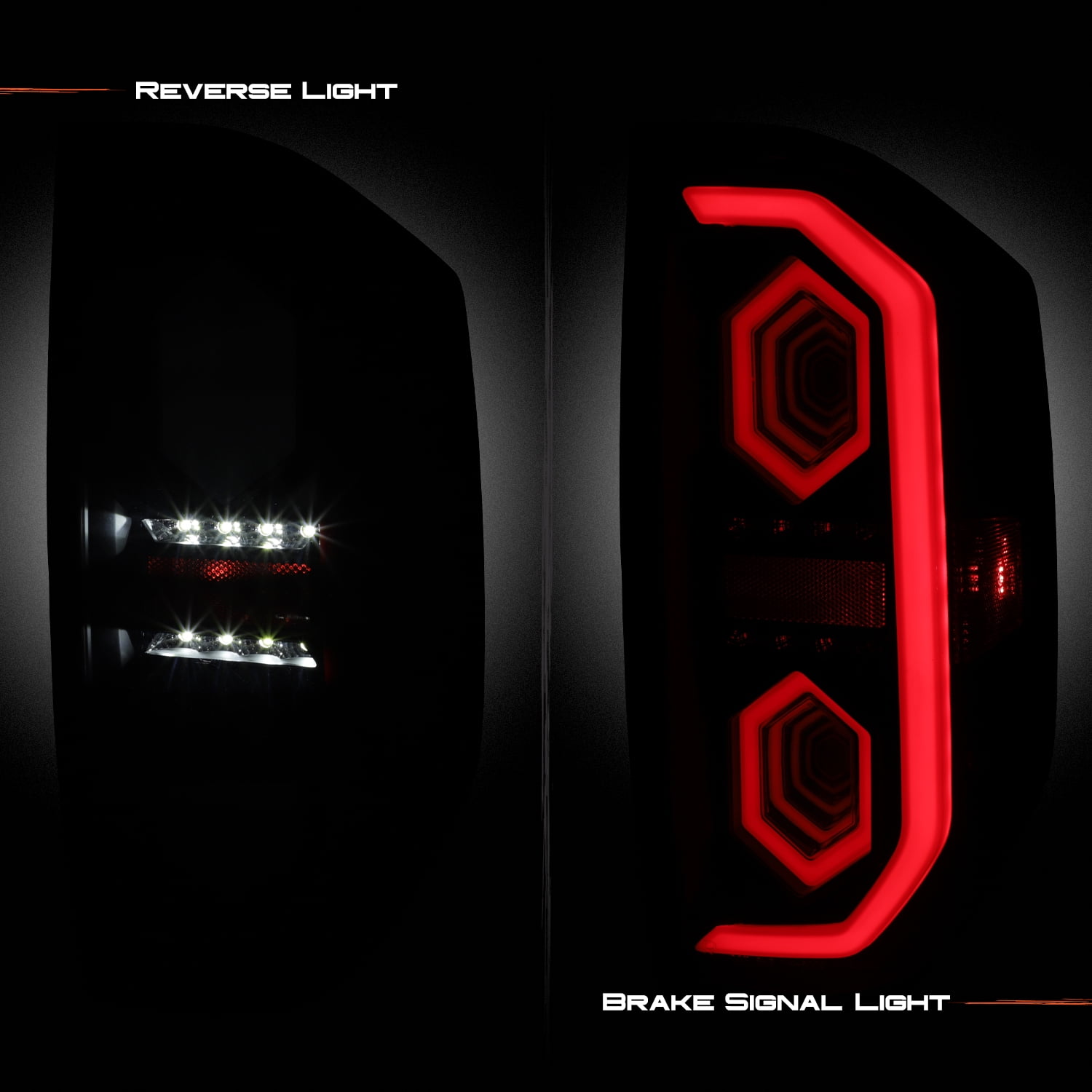 AKKON - Fits 2014-2021 Toyota Tundra [Full LED] Tube Signal Reverse Swithback Mirror 3D Brake Black Tail Lights Pair