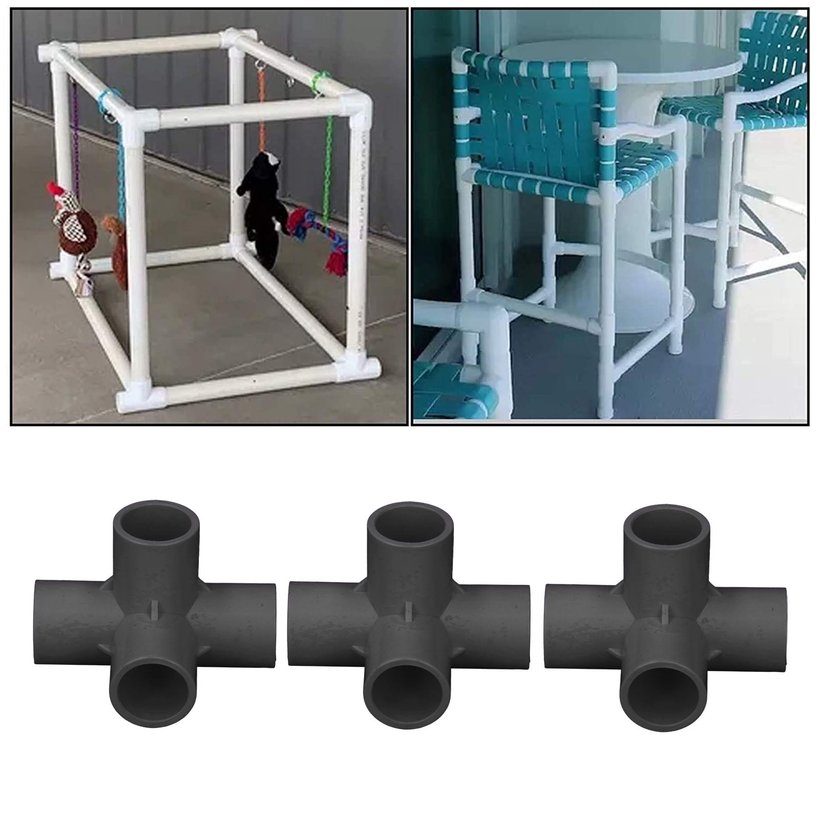 PVC Pipe Connector 10PCS 4 Way Side Fittings Pipe Fitting Connectors PVC 0.8in Pipe Splice 4 Way Elbow Fitting for Pipe Fitting Connector