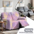 thumbnail image 3 of TSOVTHRID Diamond Grid Purple Print Recliner Loveseat Cover 6-Piece Stretch Loveseat Sofa Cover 2 Seat Couch Cover Washable Furniture Protector for Home Decoration, 3 of 7