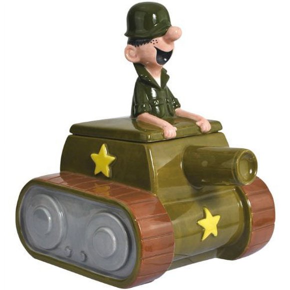 Westland Giftware Beetle Bailey in Tank Ceramic Cookie Jar, 10.75-Inch
