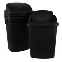 10 Gallon Black Swing Top Trash Cans, Pack of 4 Plastic Waste Bin for Kitchen Office