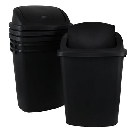 10 Gallon Black Swing Top Trash Cans, Pack of 4 Plastic Waste Bin for Kitchen Office