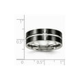 thumbnail image 2 of 8mm Stainless Steel Polished Black Ip Grooved Cubic Zirconia Comfort Back Ring - Size 13, 2 of 2