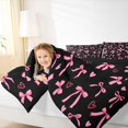 thumbnail image 3 of Manfei Fashion Bow Ribbon King Size Comforter Sets,Pink Loves Pattern Comforters King Size,Black Reversible,3-Piece,1 Comforter and 2 Pillowcases, 3 of 7