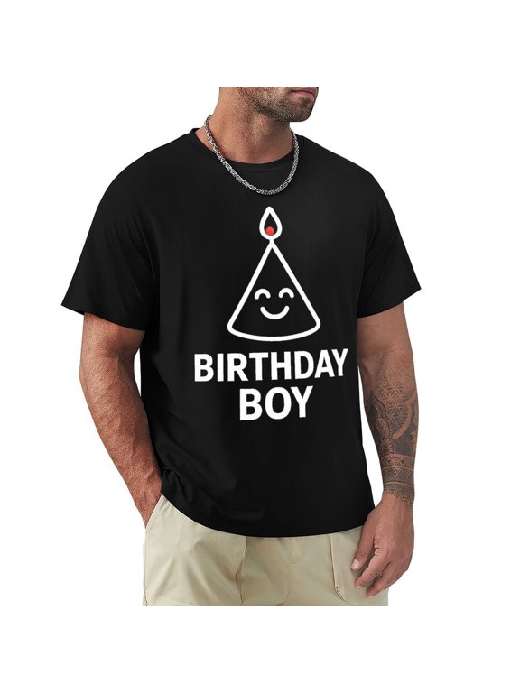 Birthday Boy Men's Casual Graphic Tee Short Sleeve Shirt Black XX-Large