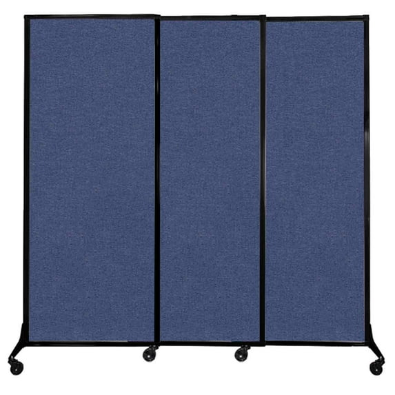 Versare QuickWall Sliding Portable Partition | Black Frame | 7' x 6'8" Cerulean Fabric Panels