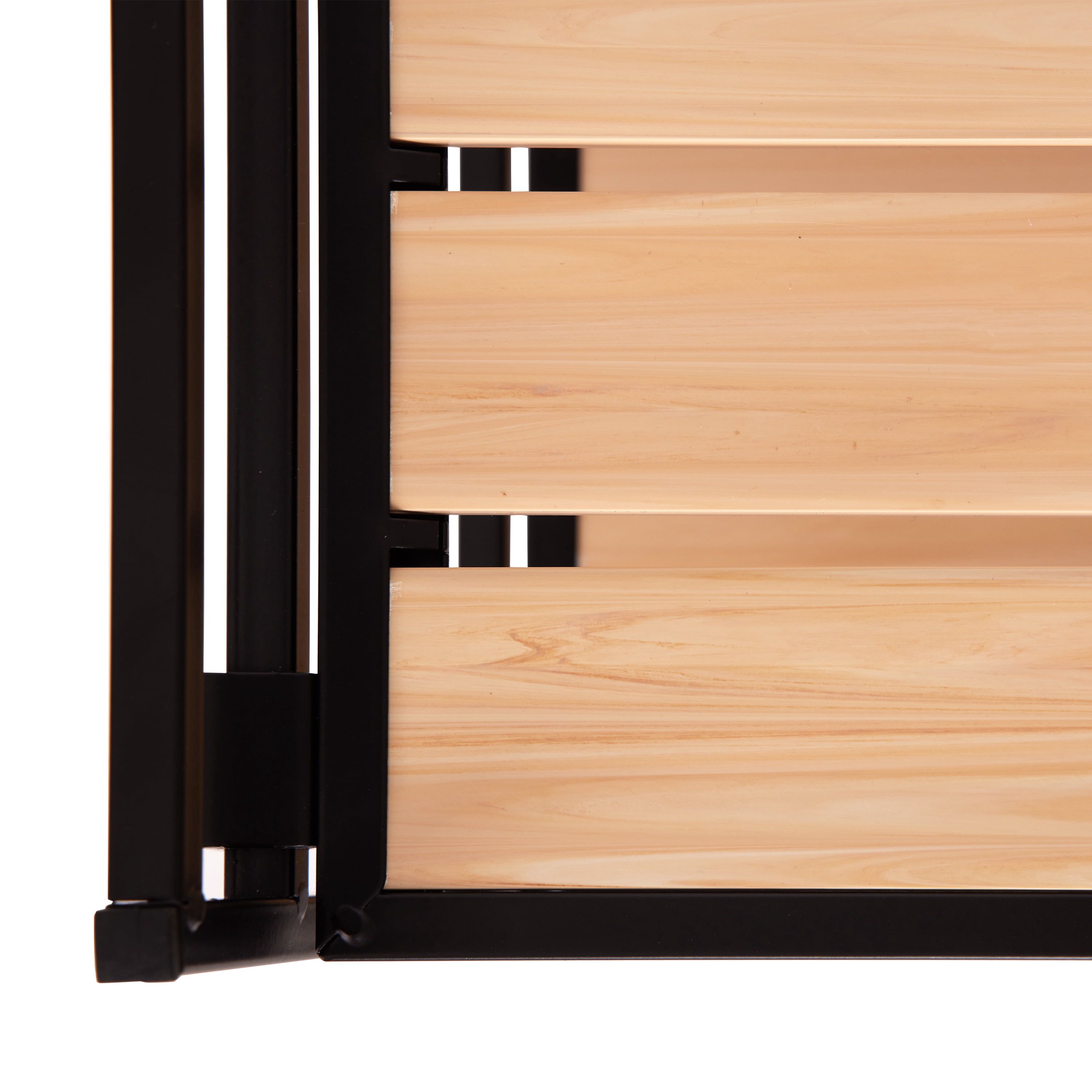 Seville Classics Sturdy Freestanding Storage Shelf for Bedroom, Closet, Entryway, Dorm Room Organizer, Stackable Metal 3-Tier 2" Resin Slat Shoe Rack, Light Oak
