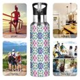 thumbnail image 7 of Yayeee 20oz Insulated Water Bottle Double Wall Stainless Steel with Flip Straw Lid, Navy Green Mosaic Pattern, 7 of 7