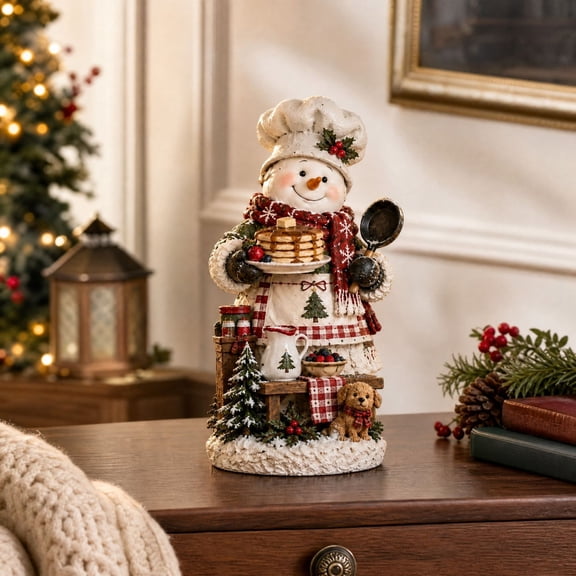 KUAZOU Christmas Snowman Figurine, Christmas Decorations for Holiday Home Decor, Tabletop Ornament for Living Room Desk Shelf and Entryway, Festive Holiday Gift for Family, Friends and Collectors #A