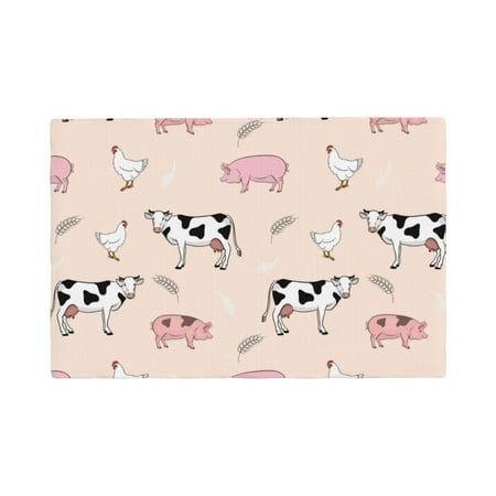 

Placemats Set of 4 cow pig chicken cute Place mats for Dining Table Indoor/Outdoor Cute Heat Resistant Washable Table Mats(18 x 12 )