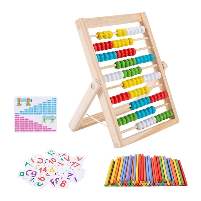 Milaget Jouets de Mathématiques Montessori 10 Rangées Abaque avec 100 Perles Colorées Jeu de Réflexion Abaque 20x15.5cm
