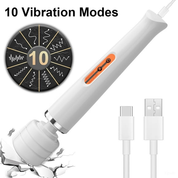 XBONP Personal Massager Wand, Wand Massager with 10 Vibrating Patterns, Handheld Personal Therapy Massager, White