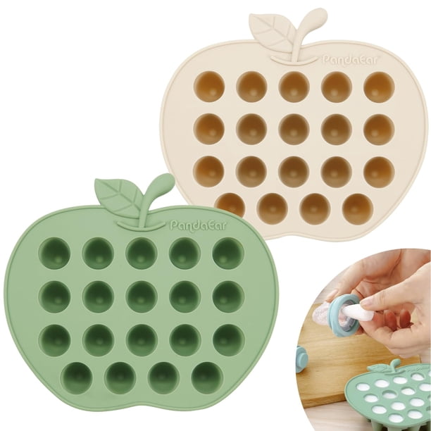 Bandeja congeladora de alimentos para bebés PandaEar de silicona, paquete de 2, color verde y marrón